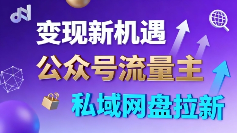 公众号流量主+私域网盘拉新，多方式变现，简单易上手，当天就有收益-百盟网
