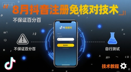8月抖音注册免核对技术，不保证百分百，自测-牵机网