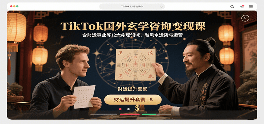 TikTok国外玄学咨询变现课，含财运事业等12大命理领域，融风水运势与运营-云阁资源网