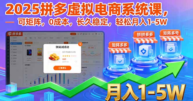 2025拼多多虚拟电商系统课，可矩阵，0成本，长久稳定，轻松月入1-5W-百盟网