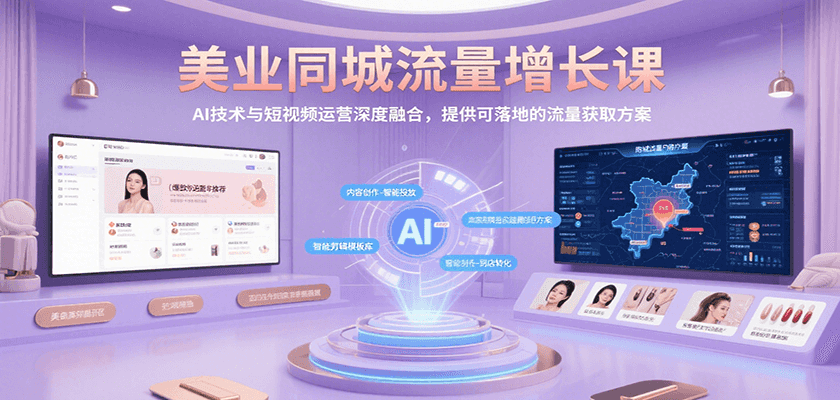 美业同城流量增长课，AI技术与短视频运营深度融合，提供可落地的流量获取方案-百盟网