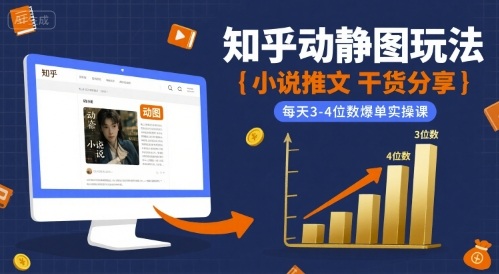 小说推文干货分享之知乎动静图玩法，每天3-4位数爆单实操课-百盟网