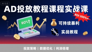 AD投放教程课程实战课，实现广告ROI300%+可持续暴利-智宝网创