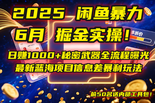 2025闲鱼暴力掘金实操！日赚1000+秘密武器全流程曝光，最新蓝海项目信…-长盈网