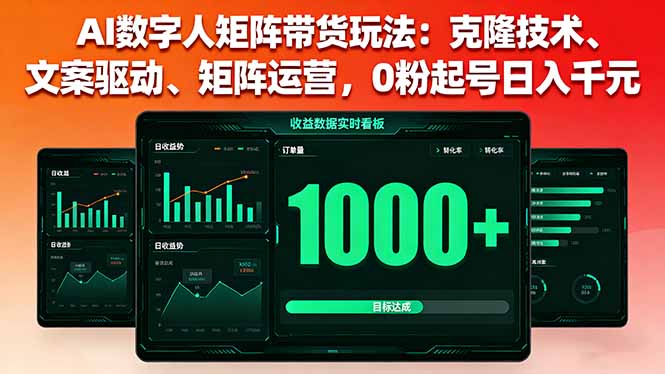 AI数字人矩阵带货玩法：克隆技术、文案驱动、矩阵运营，0粉起号日入千元-百盟网