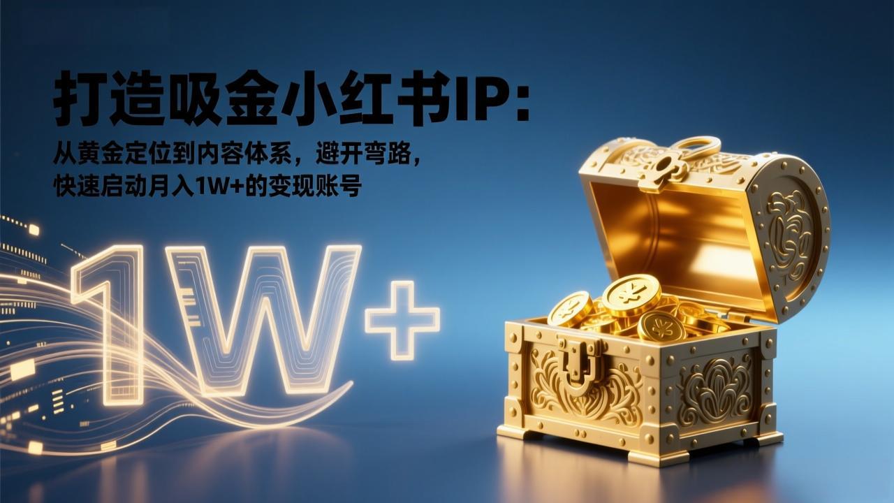 打造吸金小红书IP：从黄金定位到内容体系，避开弯路，快速启动月入1W+的变现账号-百盟网