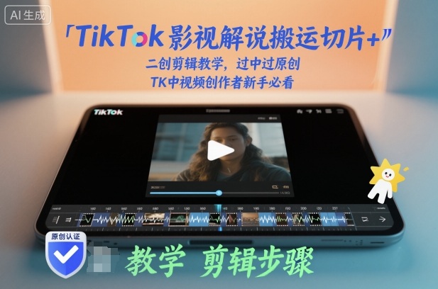 TikTok影视解说搬运切片+二创剪辑教学，过中过原创，TK中视频创作者新手必看-百盟网