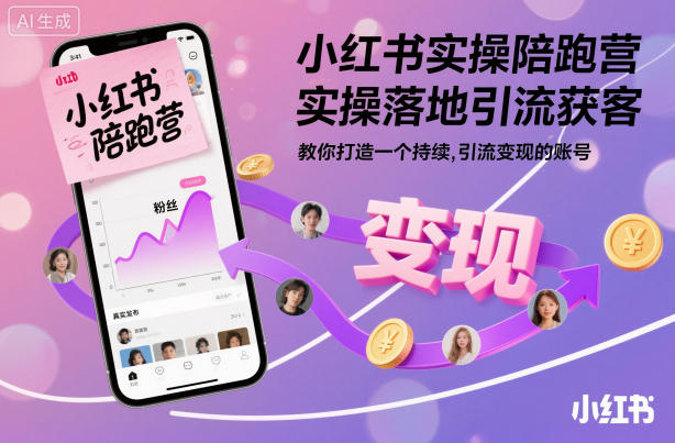 小红书实操陪跑营，实操落地引流获客，教你打造一个持续引流变现的账号-百盟网