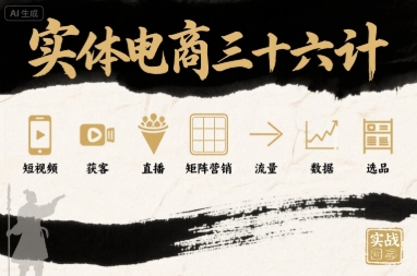 实体电商三十六计，短视频-获客-直播-矩阵营销-流量-数据-选品-百盟网