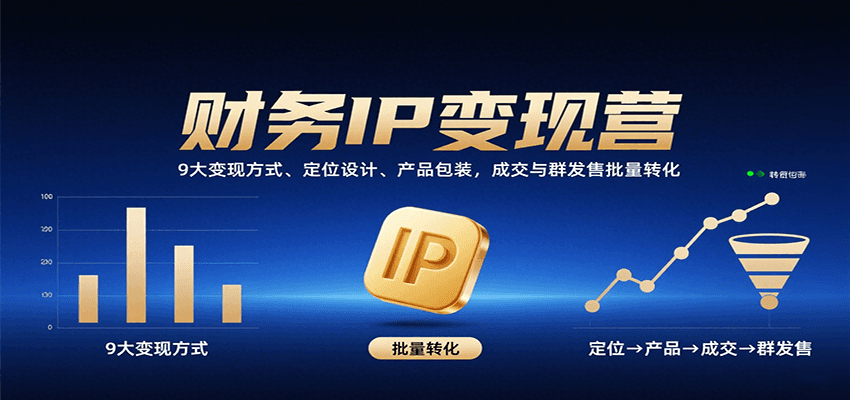 财务IP变现营：9大变现方式、定位设计、产品包装，成交与群发售批量转化-百盟网