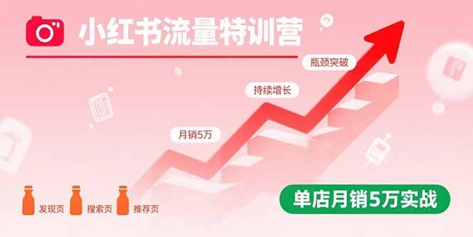 小红书流量特训营：突破流量瓶颈，实现店铺持续增长，单店月销5万实战-百盟网
