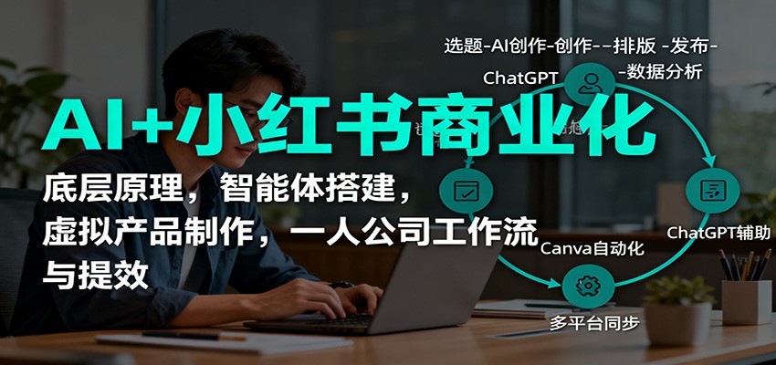 AI+小红书商业化，底层原理，智能体搭建，虚拟产品制作，一人公司工作流与提效-百盟网