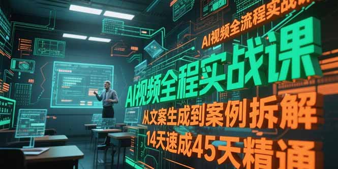 AI视频全流程实战课，从文案生成到案例拆解，14天速成45天精通-百盟网