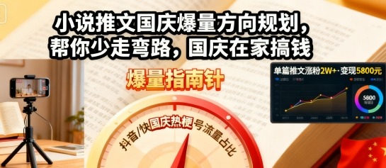 小说推文国庆爆量方向规划，帮你少走弯路，国庆在家搞钱-百盟网