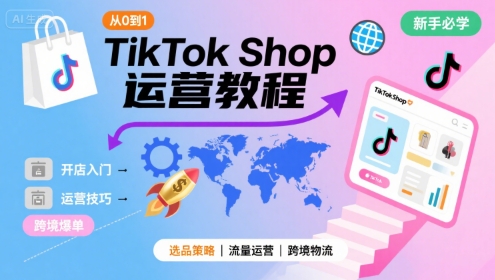 TikTok Shop从0到1运营教程，TikTok跨境电商新手必学课程-美客咖