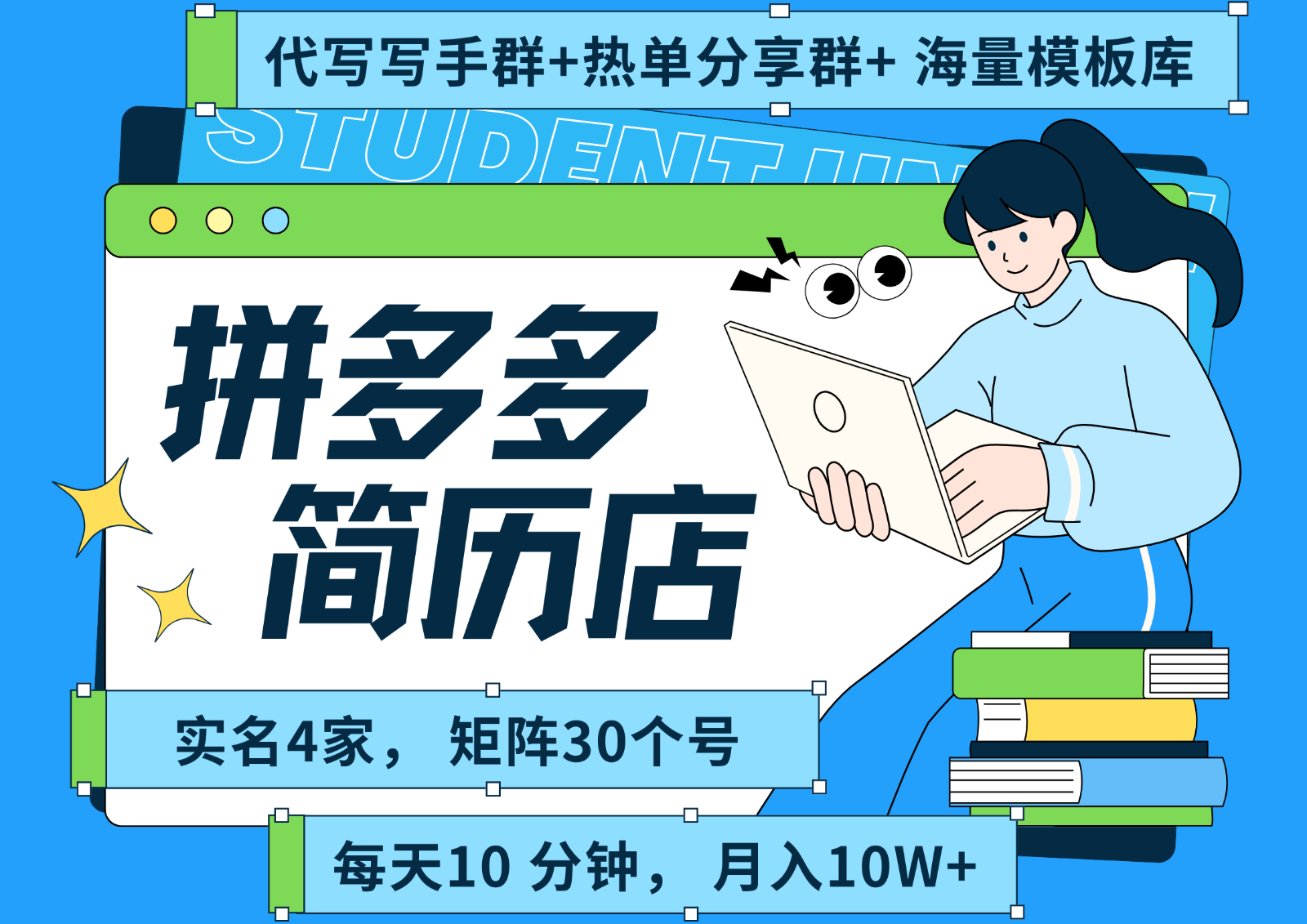 拼多多电商 拼多多 虚拟资料 简历 海报代写 全SOP流程 毫无保留分享(含后端资料)-优创网