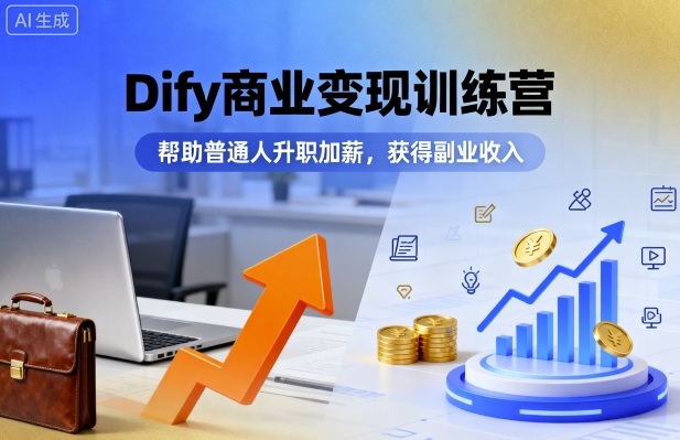 Dify商业变现训练营，帮助普通人升职加薪，获得副业收入-百盟网