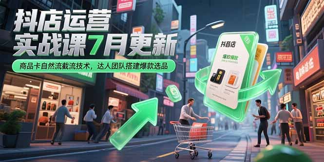 抖店运营实战课7月更新，商品卡自然流截流技术，达人团队搭建爆款选品-百盟网