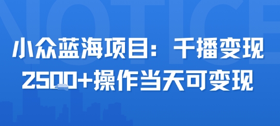 小众蓝海项目，千播变现2.5k+操作当天可变现-美客咖
