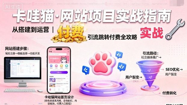 卡哇猫·网站项目，网站搭建与运营以及引流跳转付费-百盟网