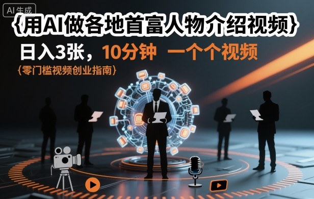 用AI做各地首富人物介绍视频，日入3张，10分钟一个视频-百盟网