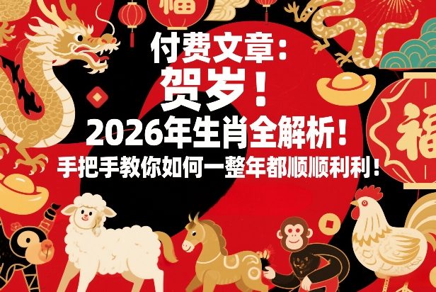 付费文章：贺岁！2026年生肖全解析！手把手教你如何一整年都顺顺利利！-百盟网