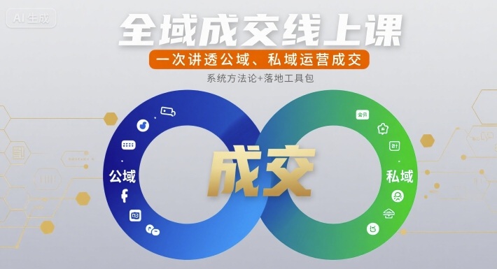 全域成交线上课，一次讲透公域、私域运营成交-牵机网