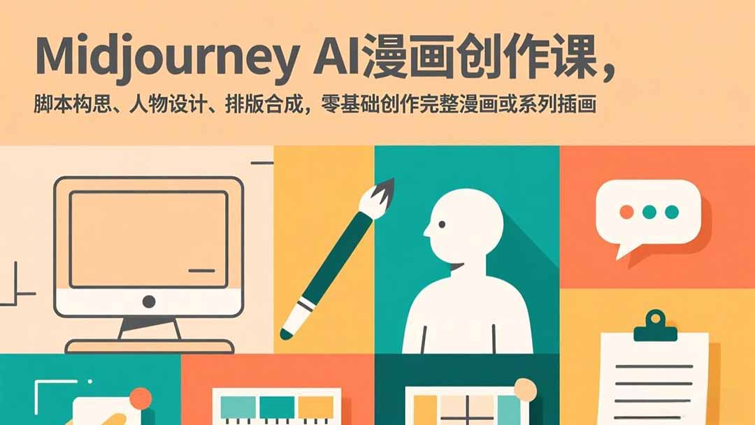 Midjourney AI漫画创作课，脚本构思、人物设计、排版合成，零基础创作完整漫画或系列插画-百盟网