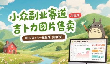 小众副业赛道 吉卜力图片售卖 单日2张+ AI一键生成【附教程】-百盟网