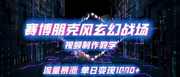 赛博朋克风玄幻战场视频制作教学，流量暴涨单日变现1k+-百盟网