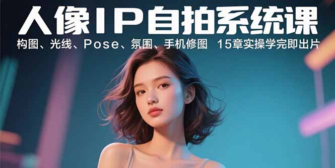 人像IP自拍系统课：构图、光线、Pose、氛围、手机修图 15章实操学完即出片-百盟网