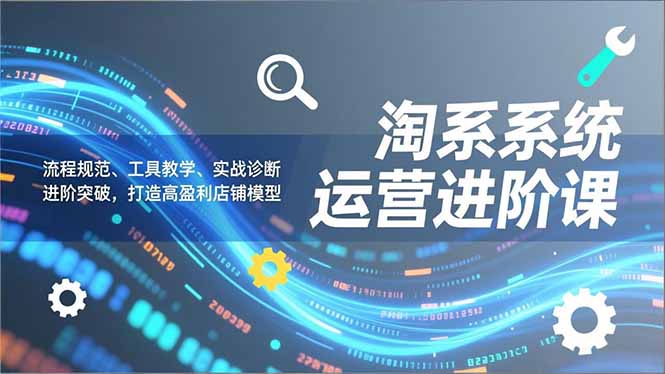 淘系系统运营进阶课2.0，流程规范、工具教学、实战诊断，进阶突破，打造高盈利店铺模型-百盟网