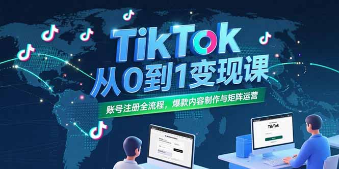 TikTok从0到1变现课，账号注册全流程，爆款内容制作与矩阵运营-百盟网