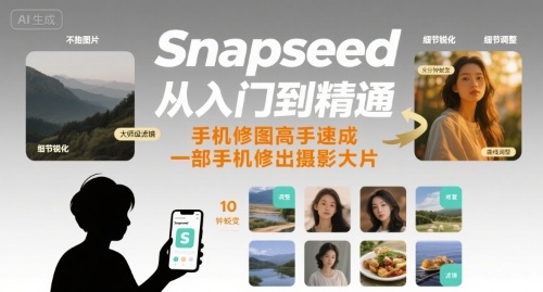 Snapseed从入门到精通，手机修图高手速成，一部手机就能修出摄影大片-百盟网