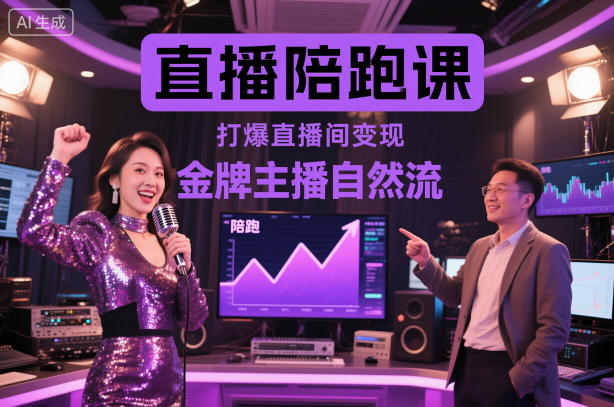 直播陪跑课,金牌主播自然流打爆直播间,复制高变现玩法-百盟网