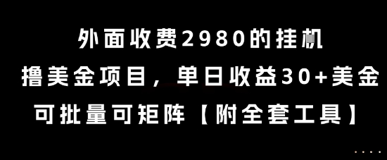 外面收费2980的挂G撸美金项目，单日收益30+美金，可批量可矩阵【揭秘】-牵机网