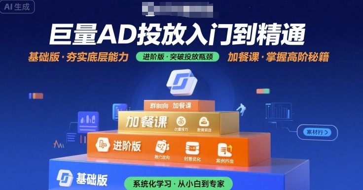 巨量AD投放入门到精通，基础版+进阶版+加餐课-牵机网