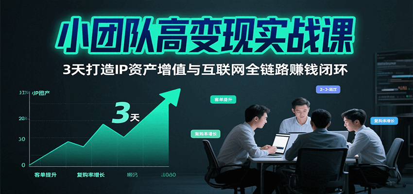小团队高变现实战课，3天打造IP资产增值与互联网全链路赚钱闭环(第二期)-百盟网