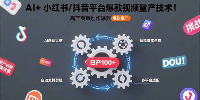 AI+小红书/抖音平台爆款视频量产技术：高产高效创作爆款视频！-有量联盟