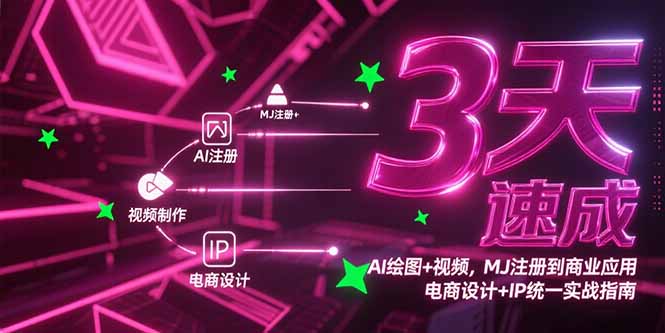 3天速成AI绘图+视频，MJ注册到商业应用，电商设计+IP统一实战指南-创圈网