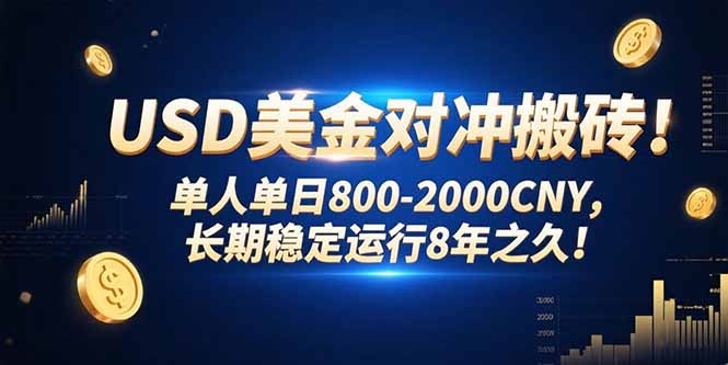 USD美金对冲搬砖!单人单日800-2000CNY，长期稳定运行8年之久!-牵机网