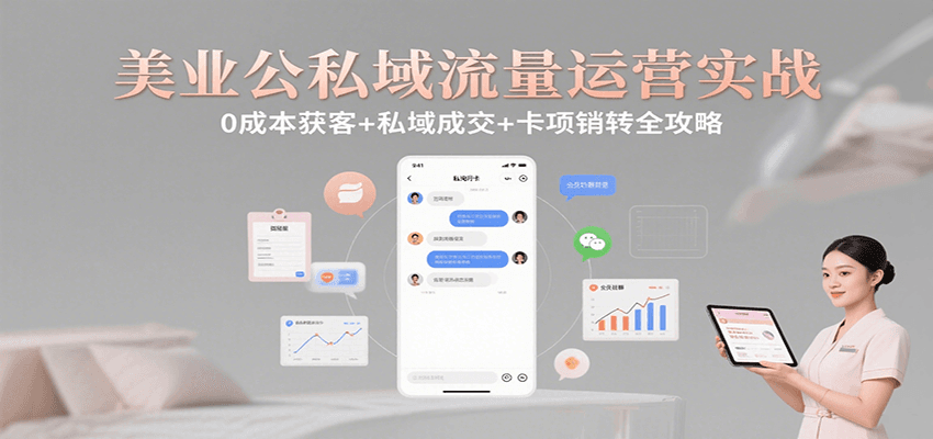美业公私域流量运营实战：0成本获客+私域成交+卡项销转全攻略-百盟网