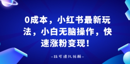 0成本，小红书最新玩法，小白无脑操作，快速涨粉变现-百盟网