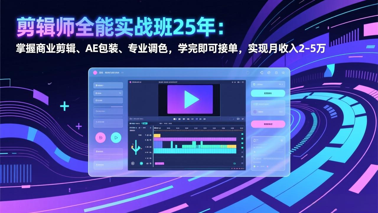 剪辑师全能实战班25年：掌握商业剪辑、AE包装、专业调色，学完即可接单，实现月收入2-5万-百盟网