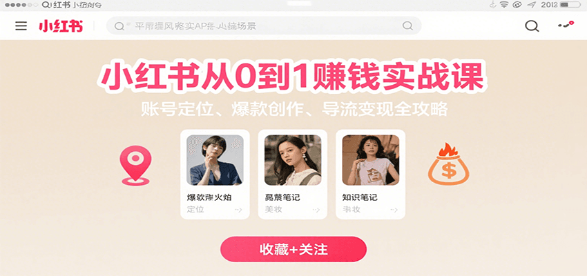 小红书从0到1赚钱实战课：账号定位、 爆款创作 、导流变现全攻略-百盟网
