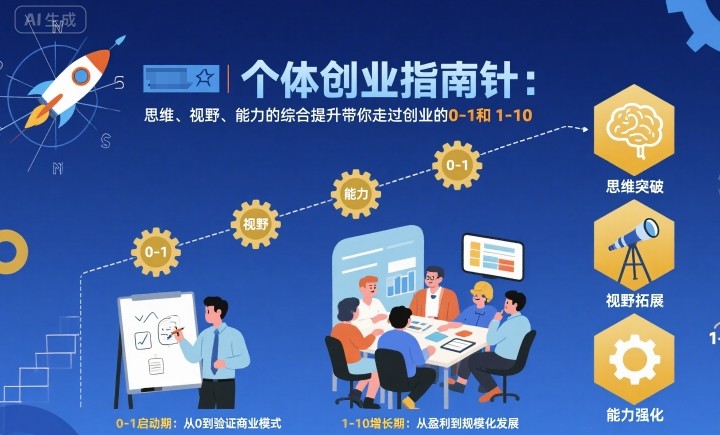 个体创业指南针，思维、视野、能力的综合提升带你走过创业的0-1和1-10【音频】-百盟网