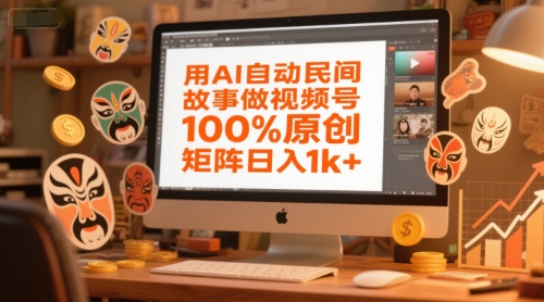 用AI自动民间故事做视频号，100%原创，矩阵日入1k+-百盟网
