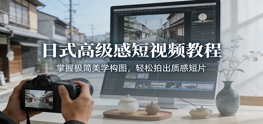 日式高级感短视频教程：掌握极简美学构图，轻松拍出质感短片-百盟网