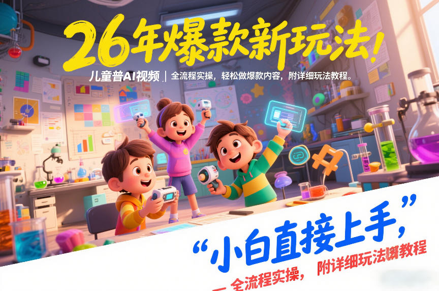 26年爆款新玩法，儿童科普AI视频，全流程实操，轻松做爆款内容，小白直接上手，附详细玩法教程-百盟网