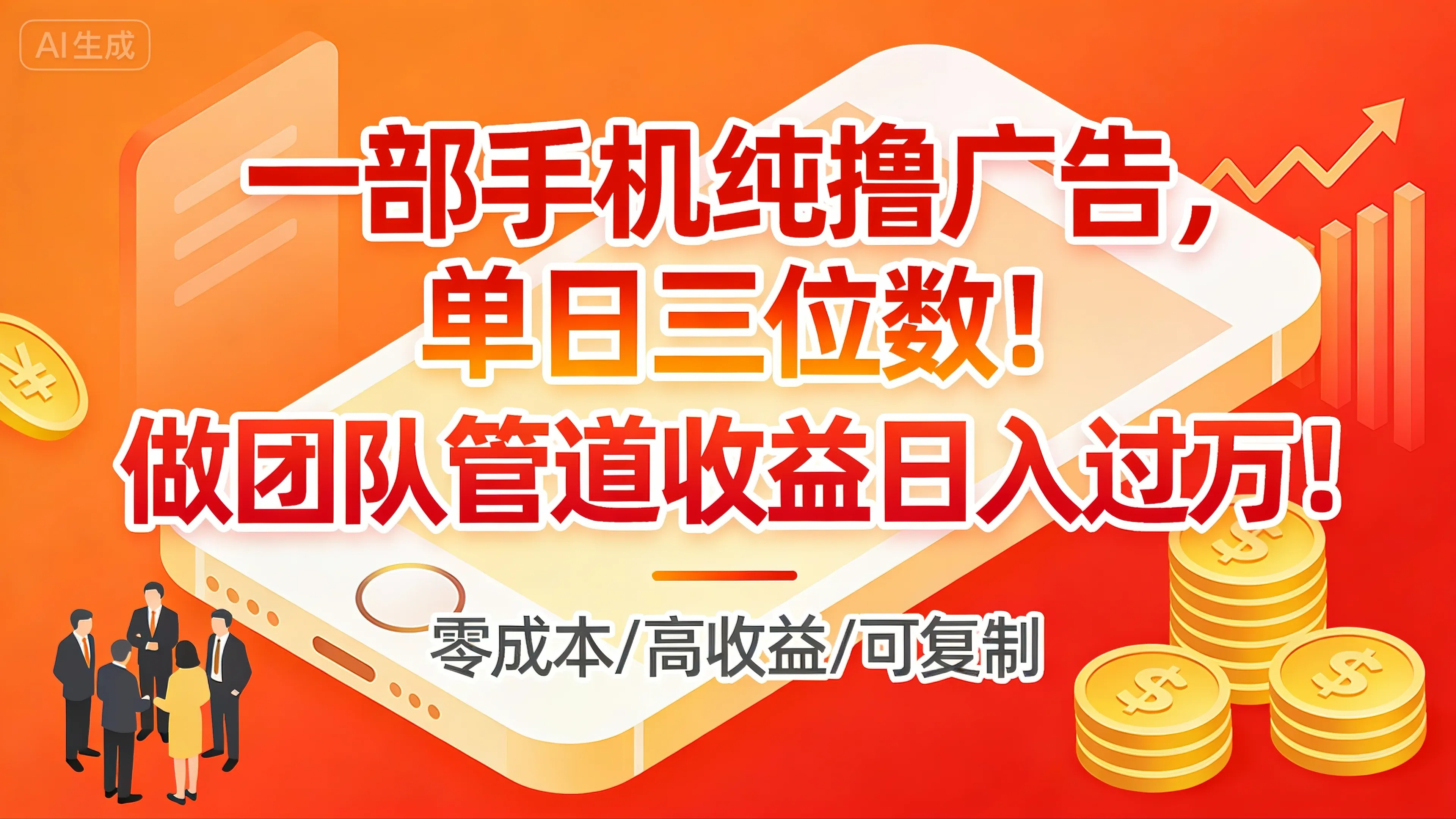 一部手机纯撸广告，单日三位数！做团队管道收益日入过万！-百盟网